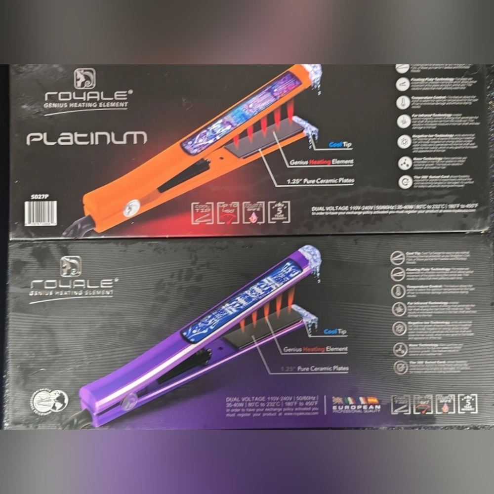 Cooling Tip Straightener Orange and Purple